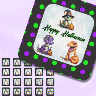 Halloween Dinosaur Dino-Mash Feest Vierkante Sticker