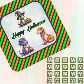 Halloween Dinosaur Dino-Mash Feestattributen Vierkante Sticker