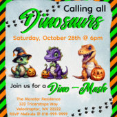 Halloween Dinosaur Dino-Mash Feestuitnodiging Poster
