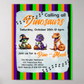 Halloween Dinosaur Dino-Mash Feestuitnodiging Poster (Voorkant)