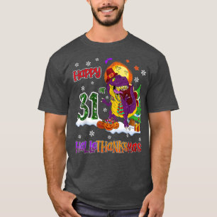 Halloween Dinosaur Kerstmannen Dames Heren 31e Hal T-shirt