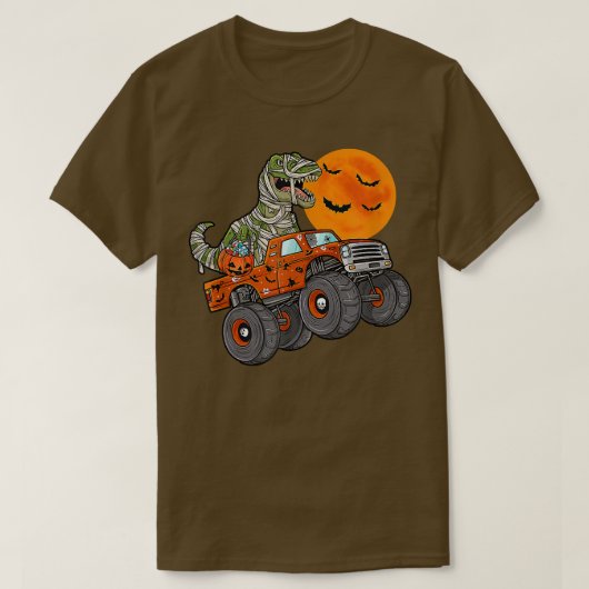 Halloween Dinosaur Monster Truck Moon T-shirt (Design voorkant)