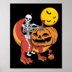 Halloween Dinosaur Pumpkin T Rex Skeleton Boys Tod Poster