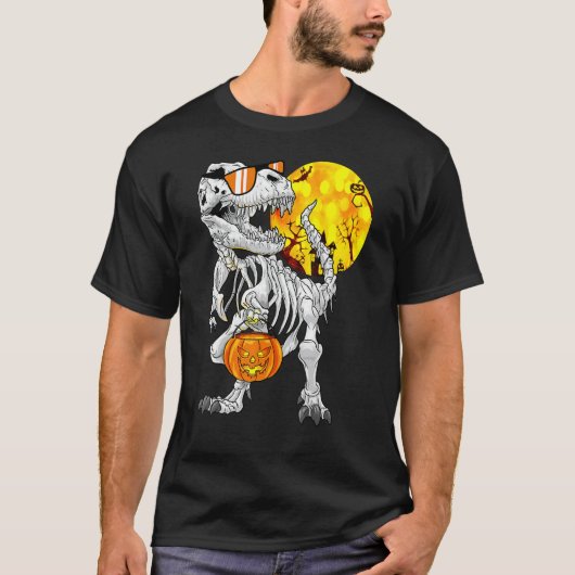 Halloween Dinosaur Rex Skeleton Scary Boys Kids Te T-shirt (Voorkant)