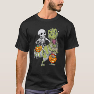 Halloween Dinosaur Rex Skeleton Scary Boys Kinder T-shirt