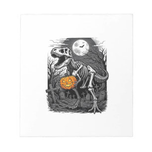 Halloween Dinosaur Skelet Pompoen Vintage T-shirt Notitieblok