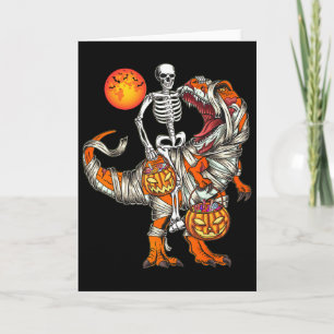 Halloween Dinosaur Skelet T Rex Griezelen Pompoen  Kaart