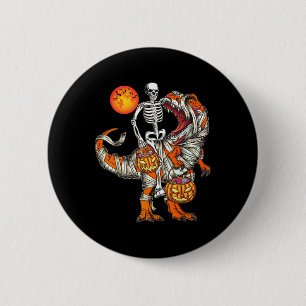 Halloween Dinosaur Skelet T Rex Griezelen Pompoen  Ronde Button 5,7 Cm