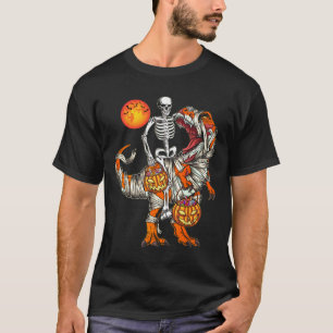 Halloween Dinosaur Skelet T Rex Griezelen Pompoen  T-shirt