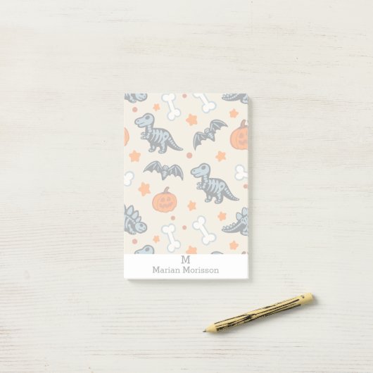 Halloween Dinosaur Skeletons Vleermuizen Pompoen P Post-it® Notes (Op bureau)