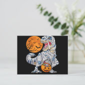 Halloween Dinosaur T rex Mummie Pompoen Feestdagenkaart (Staand voorkant)