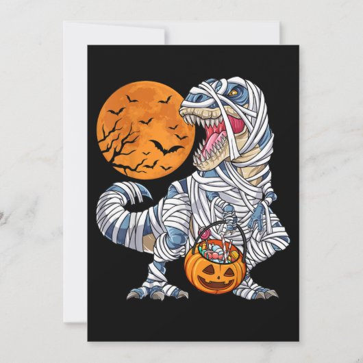 Halloween Dinosaur T rex Mummie Pompoen Kaart (Voorkant)
