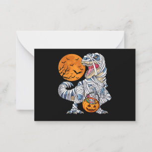 Halloween Dinosaur T rex Mummie Pompoen Notitiekaartje