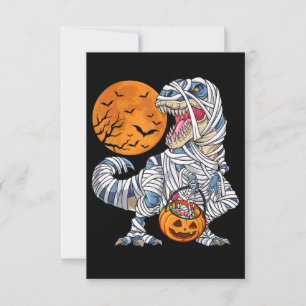 Halloween Dinosaur T rex Mummie Pompoen Notitiekaartje