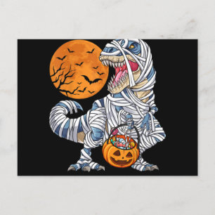 Halloween Dinosaur T rex Mummy Pumpkin Feestdagenkaart