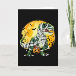 Halloween Dinosaur T-rex Mummy Pumpkin Kaart