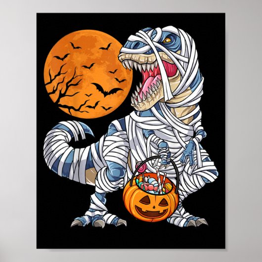 Halloween Dinosaur T rex Mummy Pumpkin Poster (Voorkant)