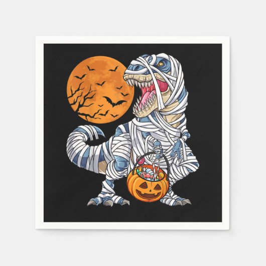 Halloween Dinosaur T rex Mummy Pumpkin Servet (Voorkant)