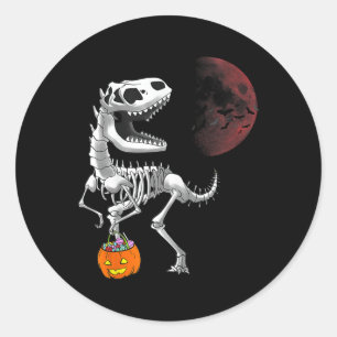Halloween Dinosaur T Rex Skelet Griezelige Jongens Ronde Sticker