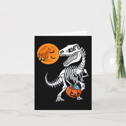 Halloween Dinosaur T Rex Skeleton Scary Boys Kinde Kaart (Voorkant)