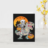 Halloween Dinosaur T Rex Skeleton Scary Boys Kinde Kaart (Gele Bloem)