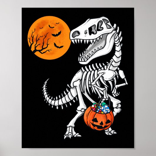Halloween Dinosaur T Rex Skeleton Scary Boys Kinde Poster (Voorkant)