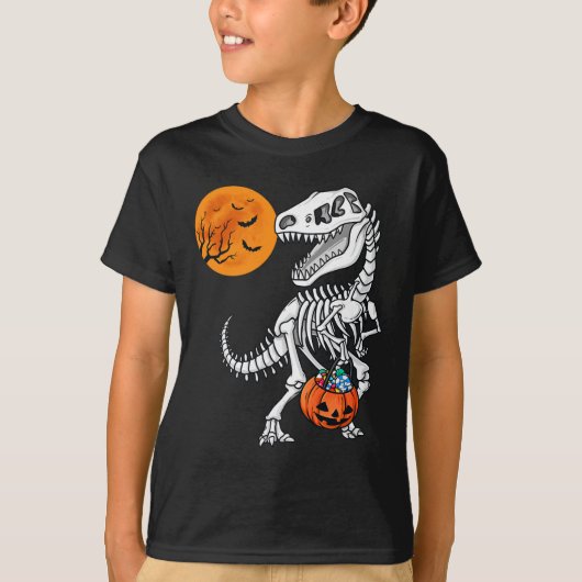 Halloween Dinosaur T Rex Skeleton Scary Boys Kinde T-shirt (Voorkant)