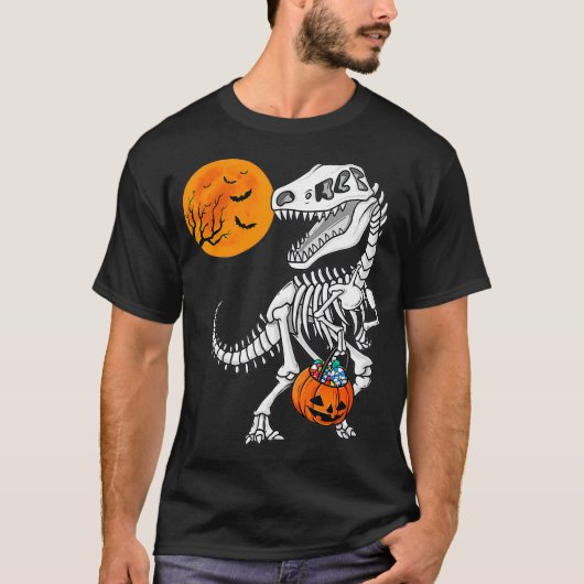 Halloween Dinosaur T Rex Skeleton Scary Boys T-shirt (Voorkant)
