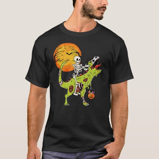 Halloween Dinosaur Zombie T Rex Skeleton Boys Todd T-shirt (Voorkant)