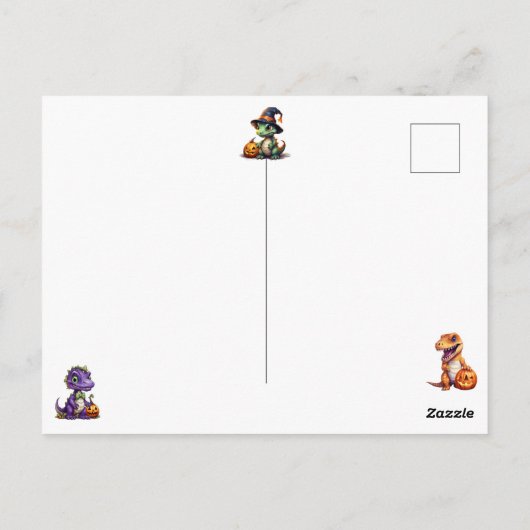 Halloween dinosaurus dino-mash feest briefkaart (Achterkant)