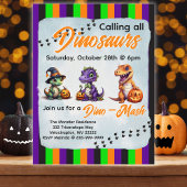 Halloween dinosaurus dino-mash feest briefkaart