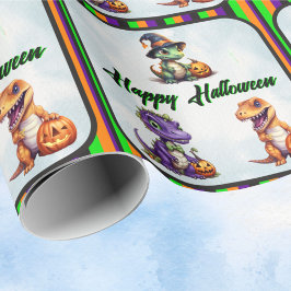 Halloween dinosaurus dino-mash feest cadeaupapier