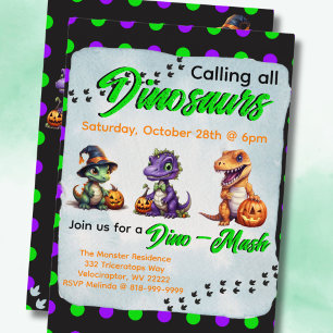 Halloween dinosaurus dino-mash feest kaart