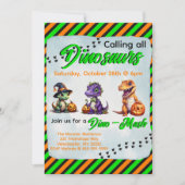 Halloween dinosaurus dino-mash feest kaart (Voorkant)