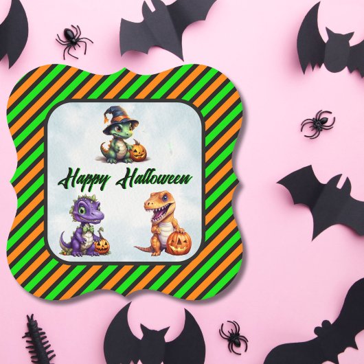 Halloween dinosaurus dino-mash feest kartonnen onderzetters
