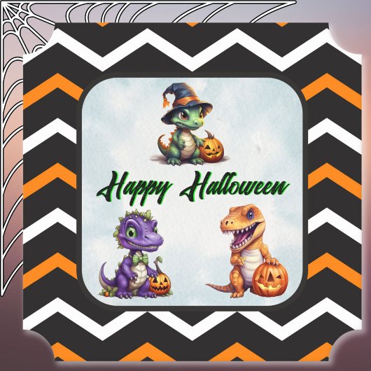 Halloween dinosaurus dino-mash feest kartonnen onderzetters