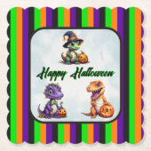 Halloween dinosaurus dino-mash feest kartonnen onderzetters (Voorkant)