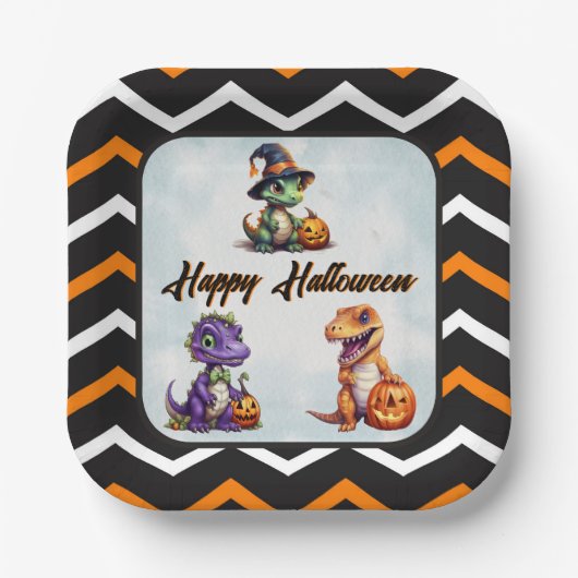Halloween dinosaurus dino-mash feest papieren bordje (Voorkant)
