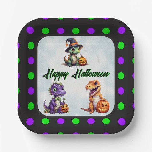 Halloween dinosaurus dino-mash feest papieren bordje (Voorkant)