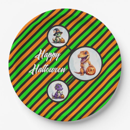 Halloween dinosaurus dino-mash feest papieren bordje (Voorkant)