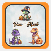 Halloween dinosaurus dino-mash feest vierkante sticker (Voorkant)
