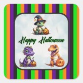 Halloween dinosaurus dino-mash feest vierkante sticker (Voorkant)
