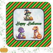 Halloween dinosaurus dino-mash feest vierkante sticker