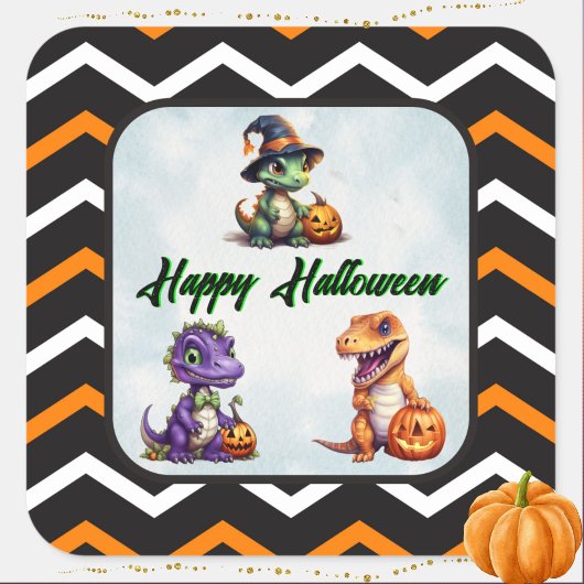 Halloween dinosaurus dino-mash feest vierkante sticker