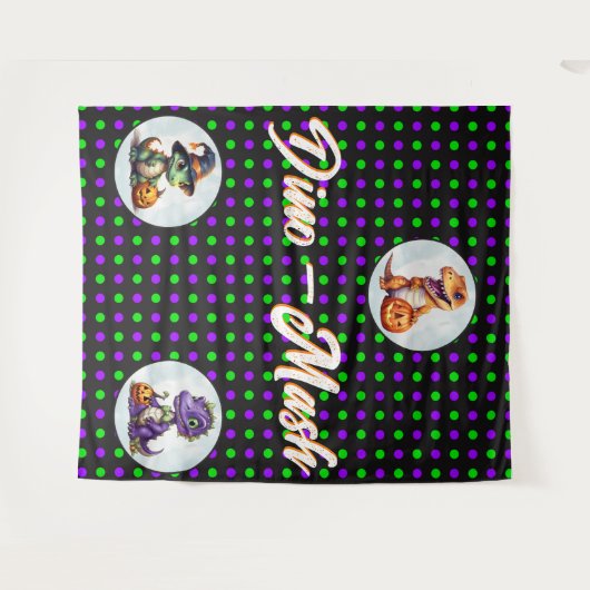 Halloween dinosaurus dino-mash feest wandkleed (Voorkant (horizontaal))