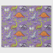 Halloween Dinosaurus Patroon Cadeaupapier (Vlak)