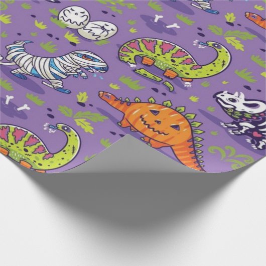 Halloween Dinosaurus Patroon Cadeaupapier (Hoek)