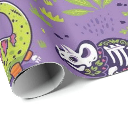Halloween Dinosaurus Patroon Cadeaupapier (Rol Hoek)
