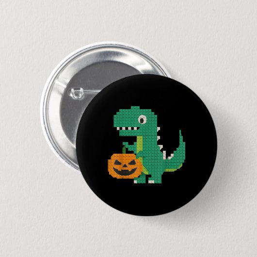 Halloween Dinosaurus Pompoen Master Builder Block  Ronde Button 5,7 Cm (Voorkant /achterkant)