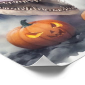 Halloween dinosaurus pompoenen poster (Hoek)